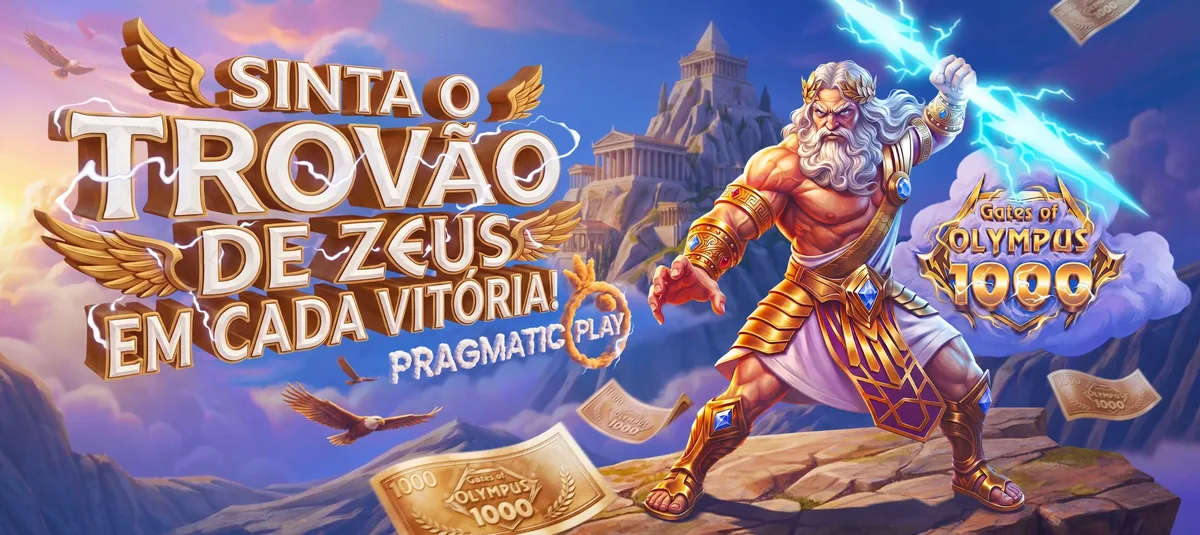 Banner do jogo Gates of Olympus 1000, da Pragmatic Play, no catálogo da TopX