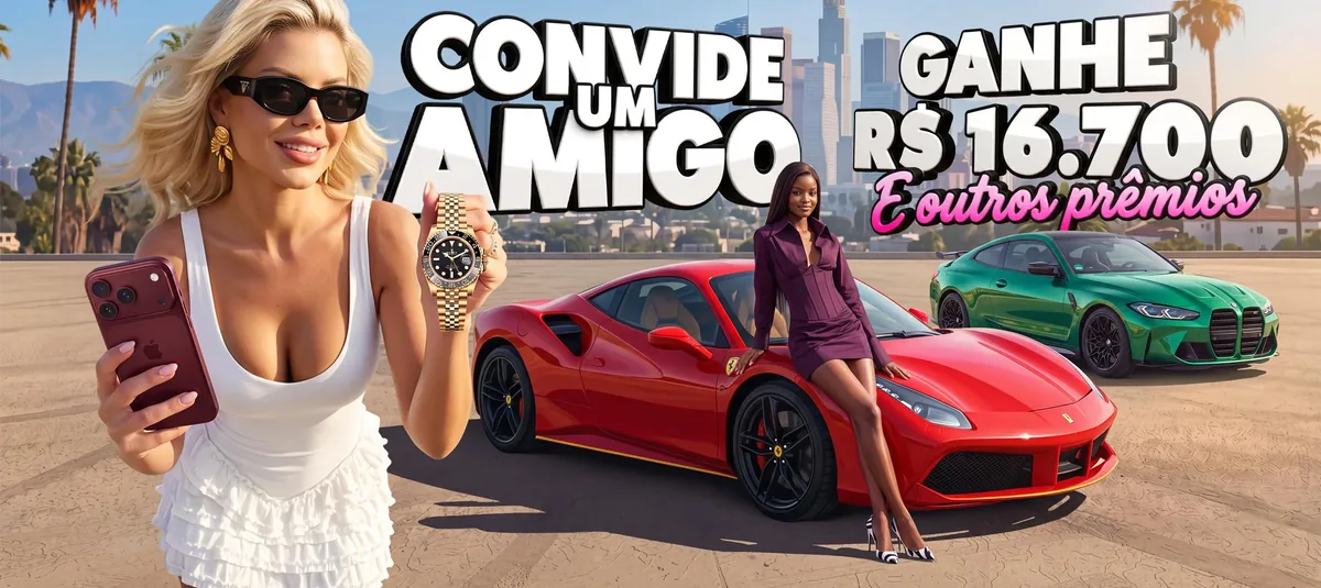 Banner da promoção Convide um amigo da TopX, com prêmios de até R$16.700